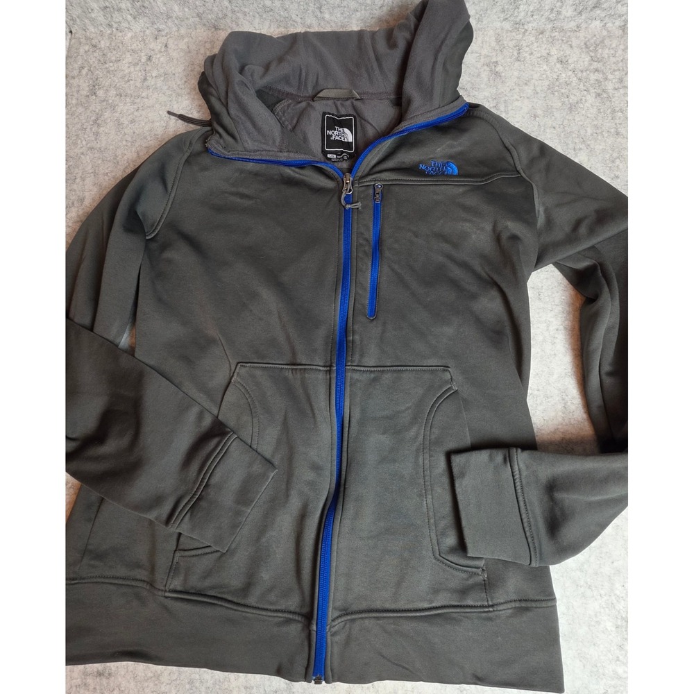The North Face Mens Gray Blue Full Zip Fleece Hoodie Jacket Large